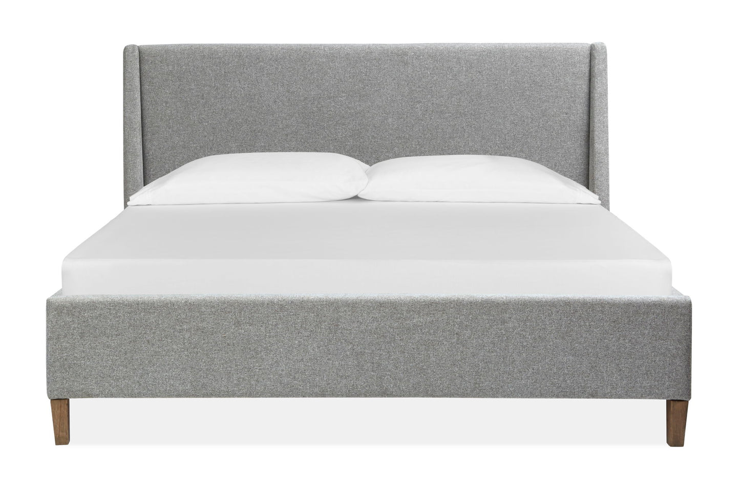 Lindon - Queen Island Bed Gray Upholstered Footboard - Belgian Wheat