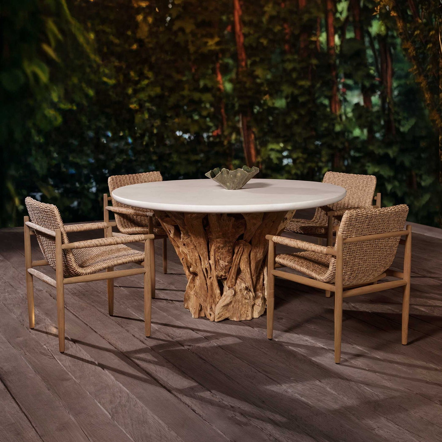 Stonewood - Indoor-Outdoor Dining Table - White / Woodtone