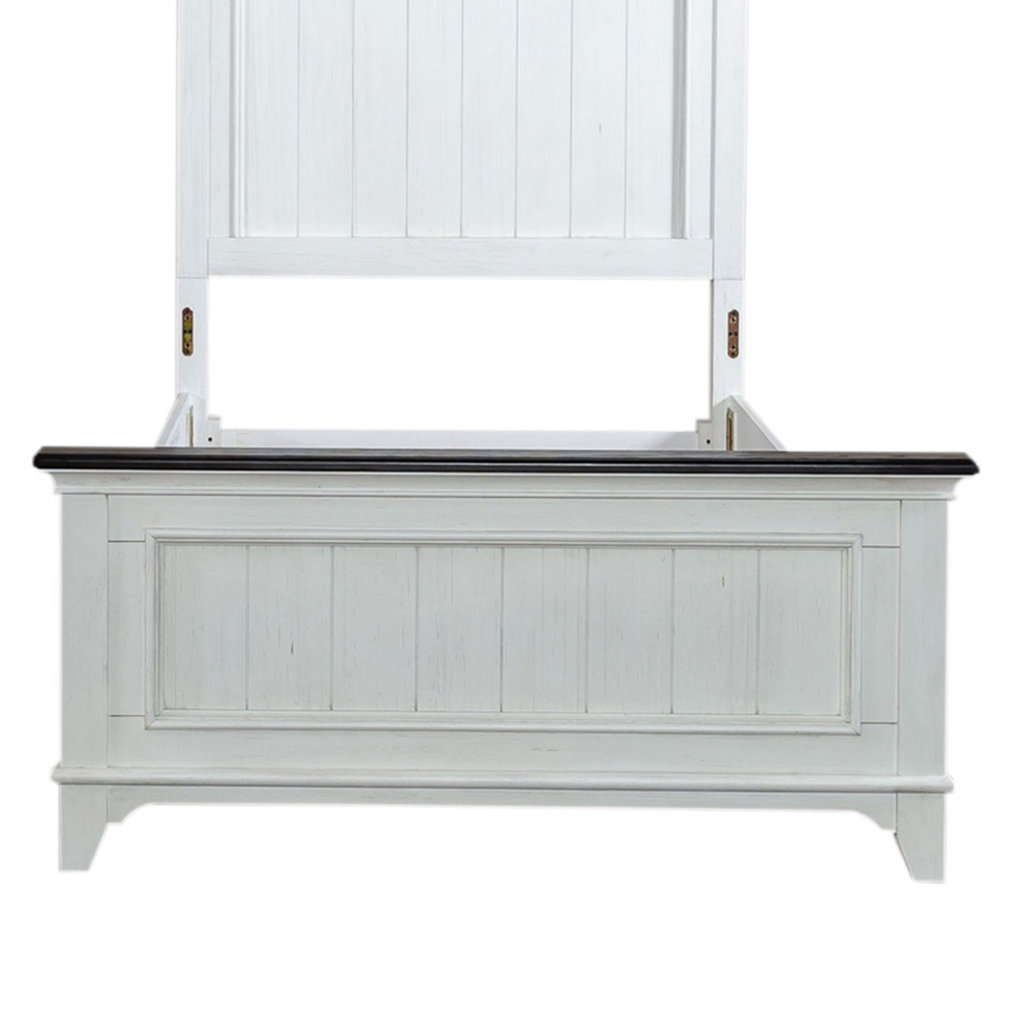 Allyson Park - Twin Panel Footboard - Wirebrushed White / Charcoal