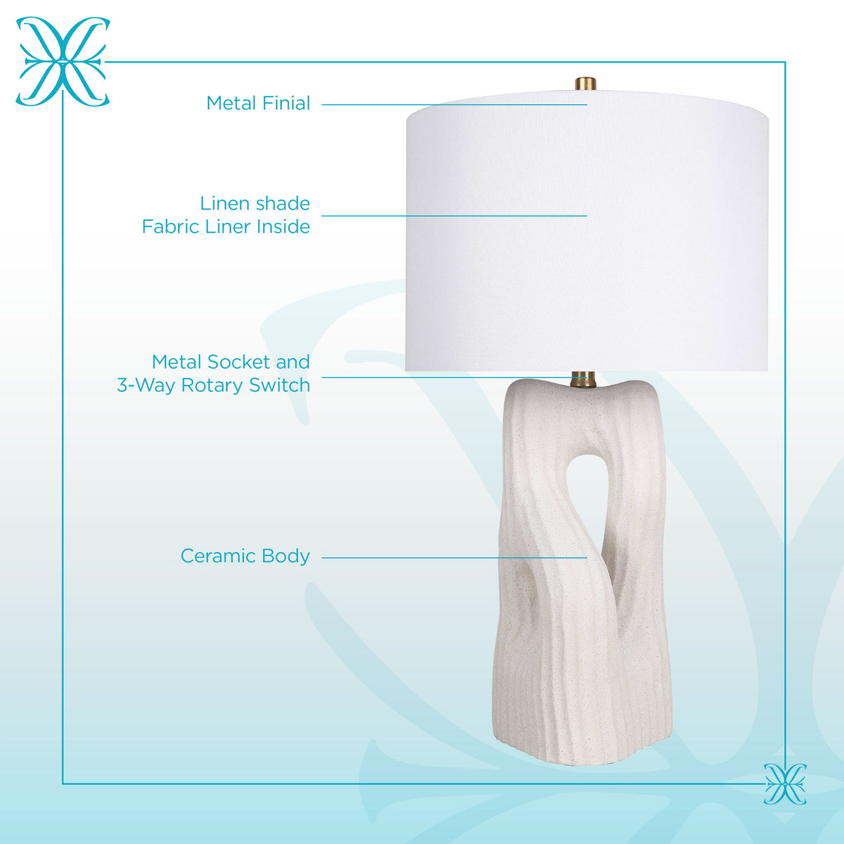 "Eclipse Harmony" Ceramic Table Lamp (Set of 2) - White Rock