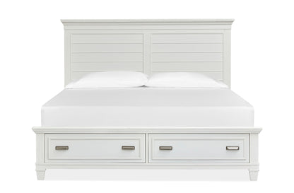 Charleston - Queen Panel Bed Storage Footboard - White Dove