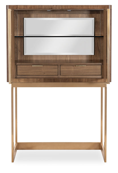 Eleana - Bar On Stand - Medium Wood / Gold