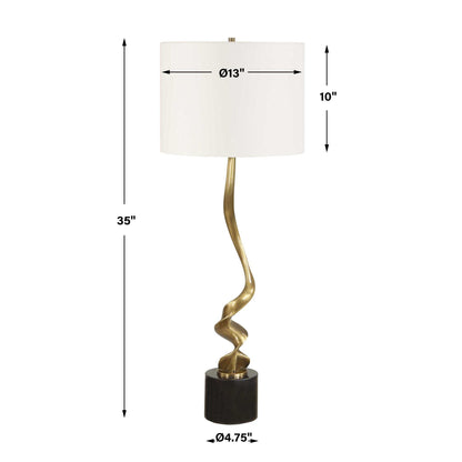Spiraling - Cordless Brass Buffet Lamp - Black / Gold