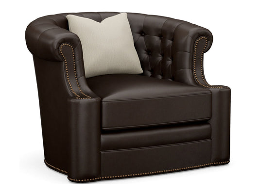 Lexington Leather - Feroni Leather Swivel Chair - Dark Brown