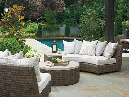 Cypress Point Ocean Terrace - Curved Sectional Armless Sofa - Dark Gray / Beige