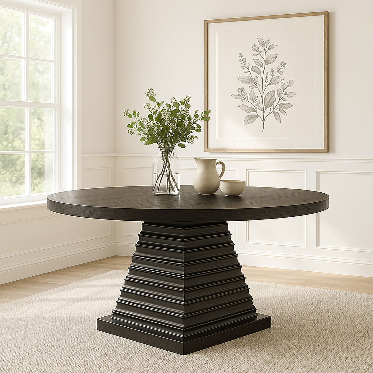 Plateau - Round Table Pedestal Base Top - Rustic Espresso