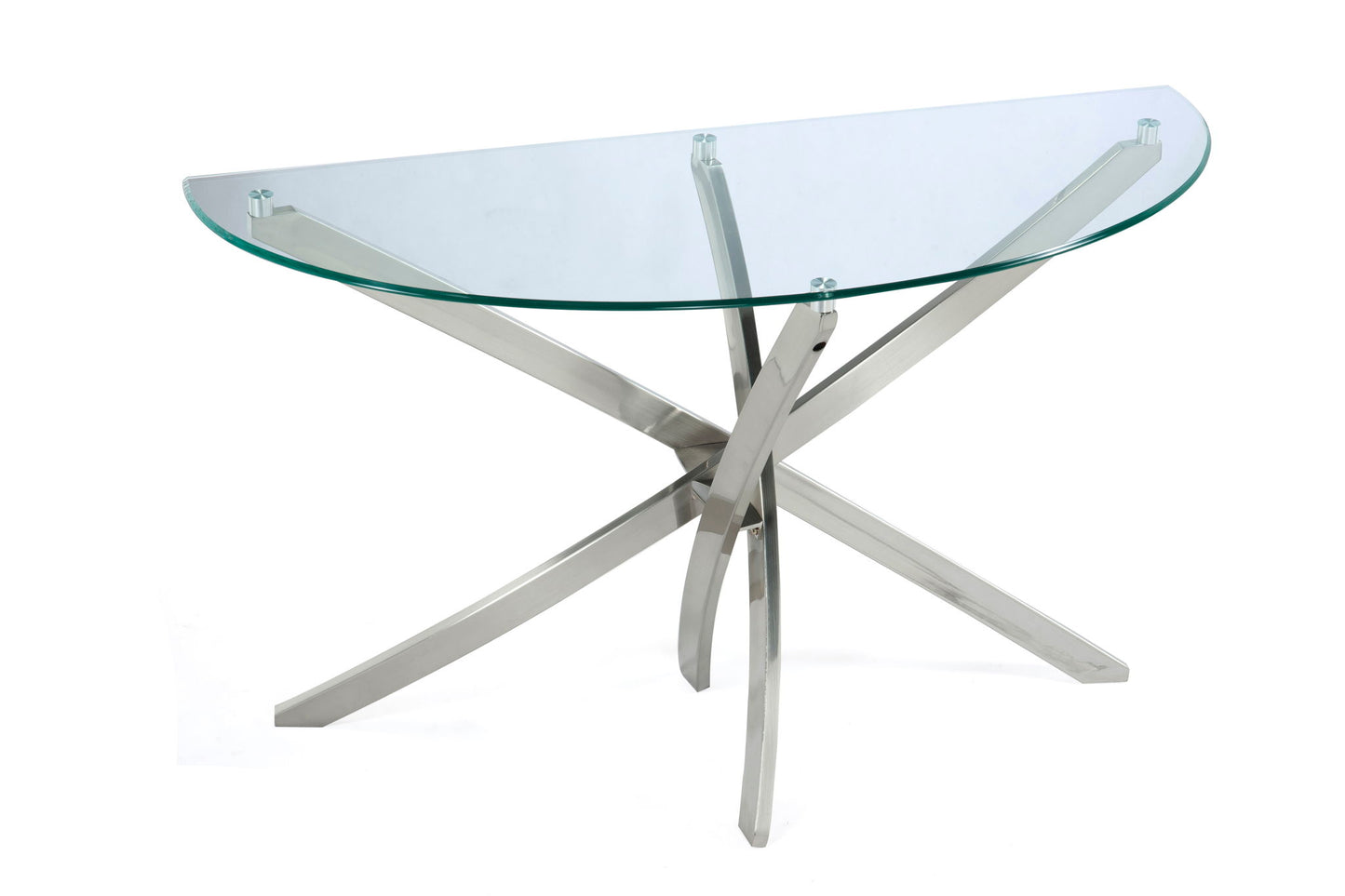 Zila - Demilune Sofa Table Top - Brushed Nickel