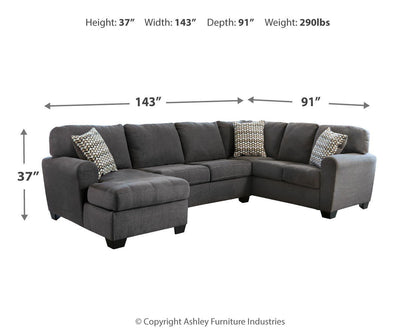 Ambee - Left Arm Facing Corner Chaise 3 Pc Sectional - Slate