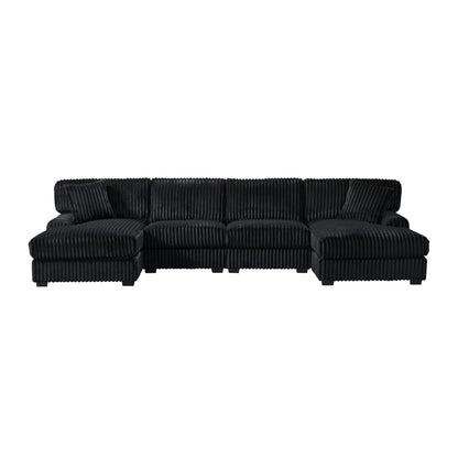 Nightfall - RHF Chaise With 1 Pillow 20" - Grand Cord Black