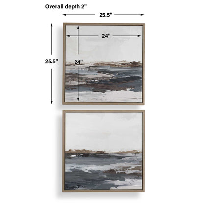 Bring Me In - Framed Landscape Painting (Set of 2) - Blue / Brown / Pink / Purple / White