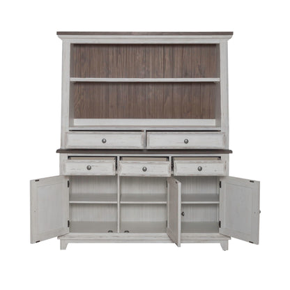 River Place - Server & Hutch - Riverstone White & Tobacco