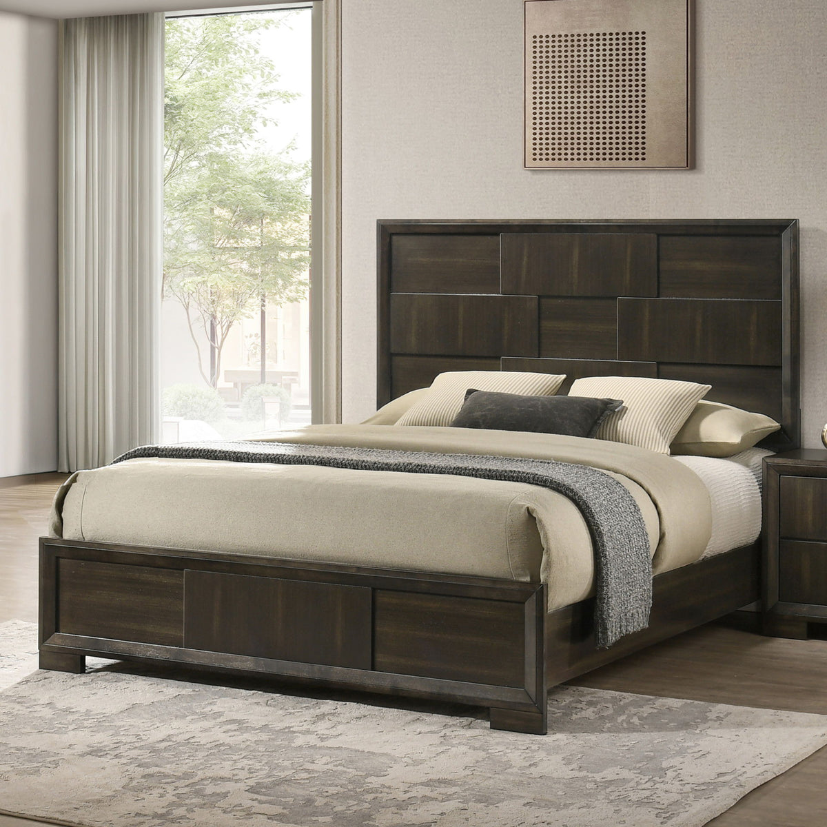 Langston - 5/0 Queen Panel Headboard, Footboard & Slats - Espresso
