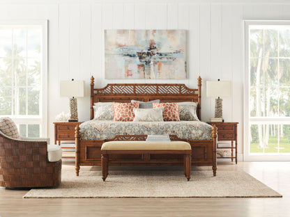 Island Estate - Plantain Upholstered Bed Bench - Beige / Dark Brown