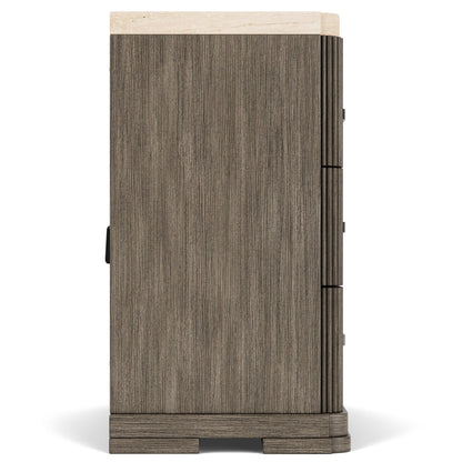 Sariel - Stone Top 3 Drawer Nightstand - Dark Brown