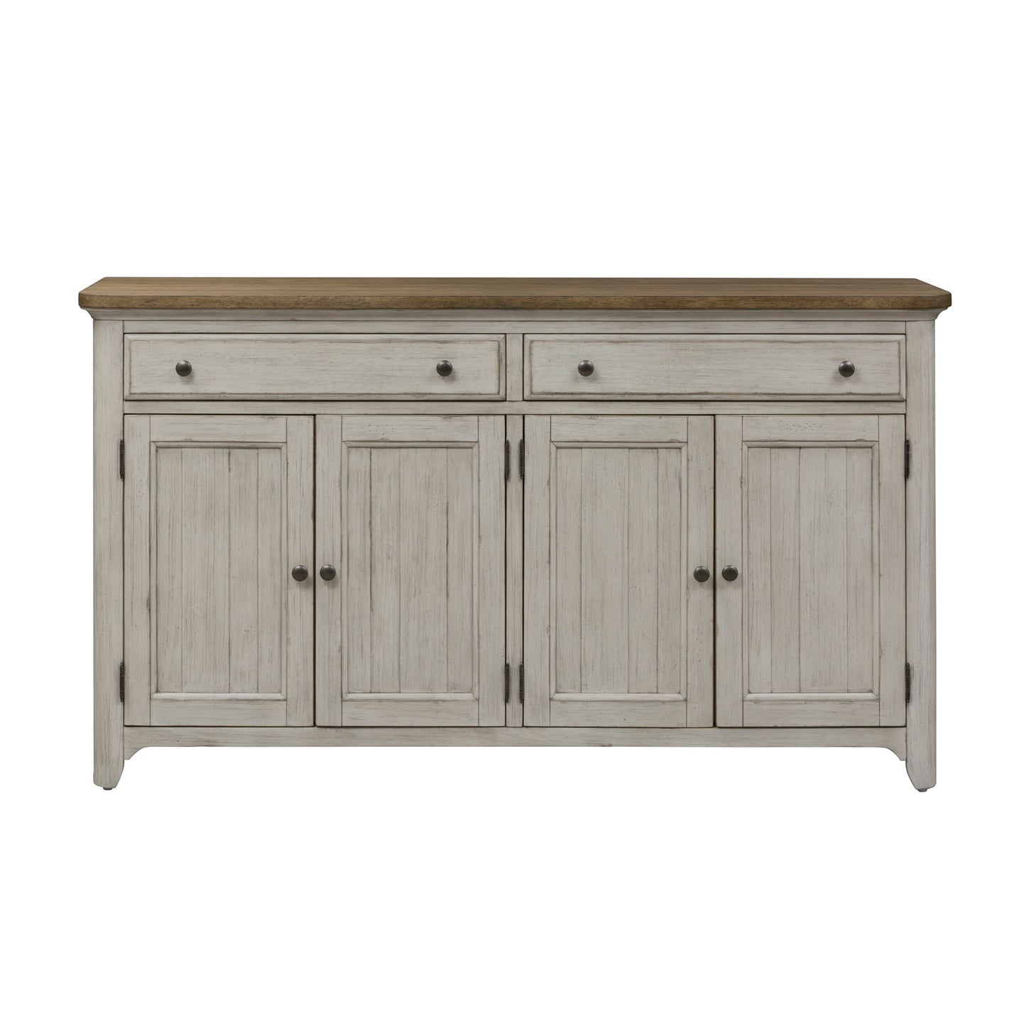 Farmhouse Reimagined - Server - Antique White / Chestnut Tops