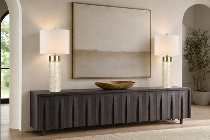 "Luminous Shell" Shell And Metal Table Lamp (Set of 2) - Natural Shell / Soft Gold / Beige