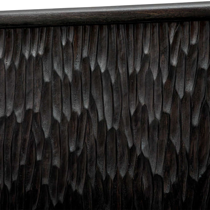 Stevenson - Chiseled 4 Door Cabinet - Black / Brown / Woodtone