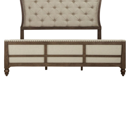 Americana Farmhouse - Queen Upholstered Shelter Footboard - Dusty Taupe