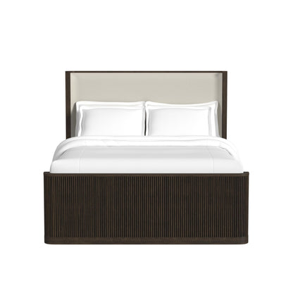 Sylvie - King Upholstered Headboard And Panel Footboard And Slats - Dark Brown