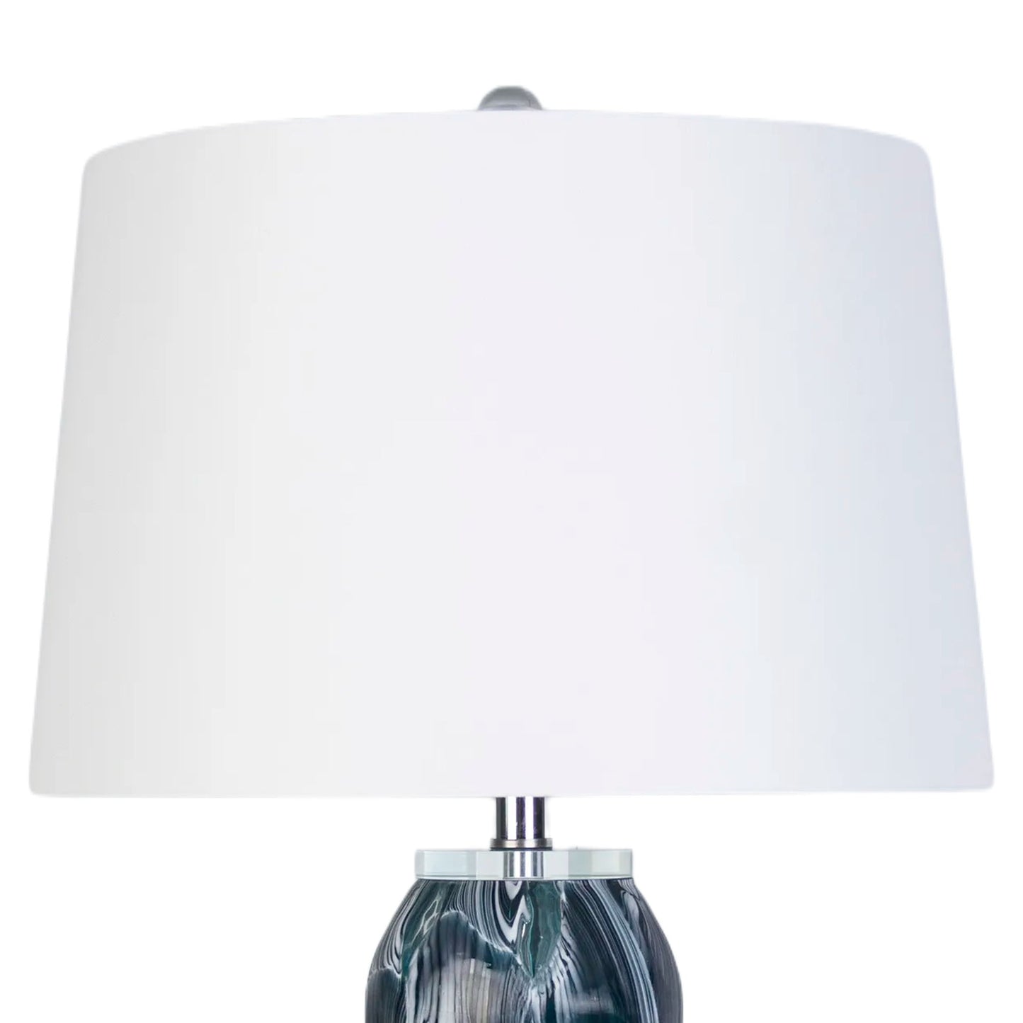 Tidal Elegance Art Glass & Crystal Table Lamp (Set of 2) - Deep Sea Swirl / Clear Crystal