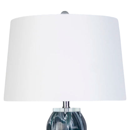 Tidal Elegance Art Glass & Crystal Table Lamp (Set of 2) - Deep Sea Swirl / Clear Crystal