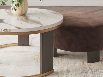 Jazmore - Nesting Cocktail Tables (Set of 2) - Brown / Brass Finish