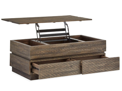 Baisden - Lift Top Storage Cocktail Table With Casters - Tobacco