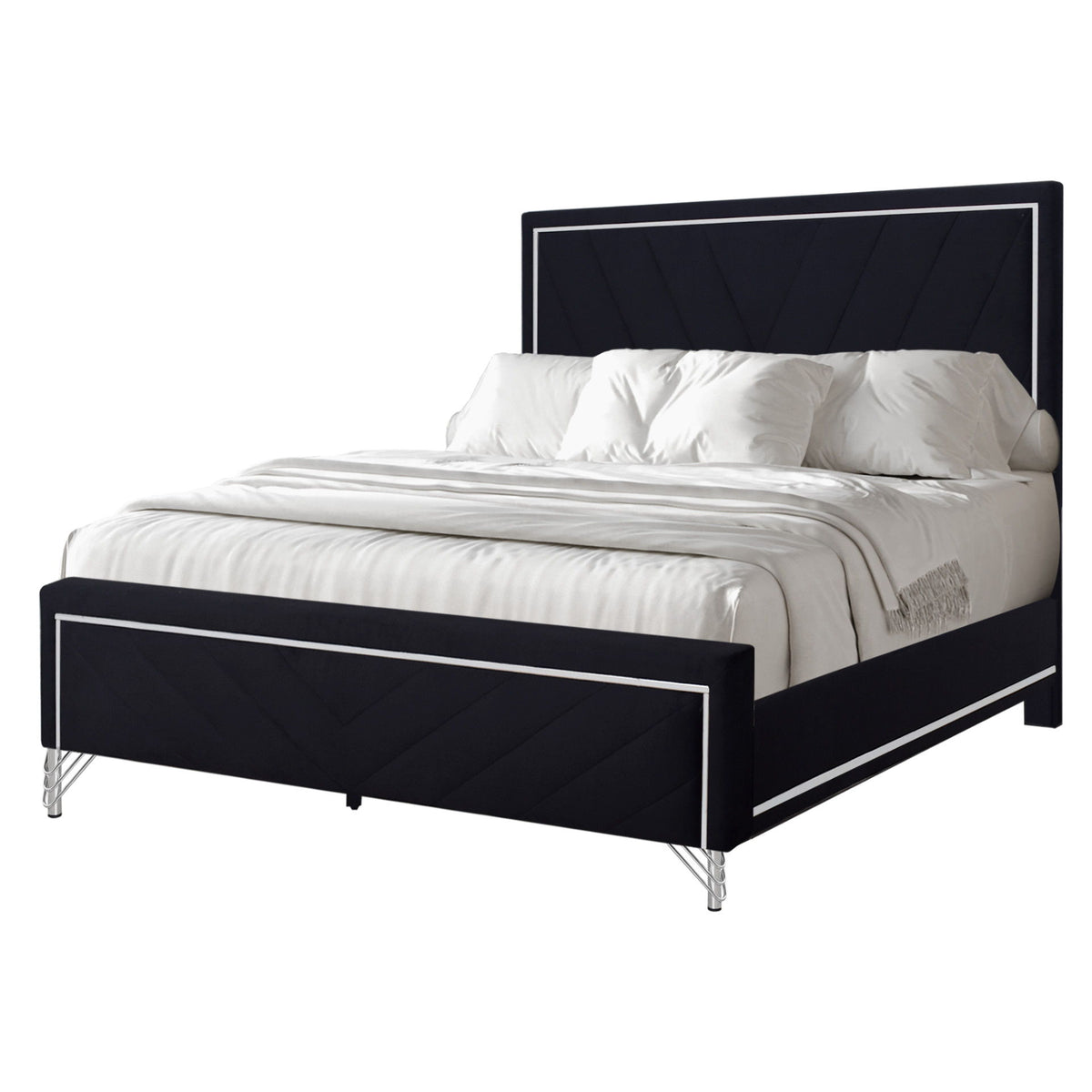 Ava - Queen Headboard, Footboard & Slat Kit - Ebony