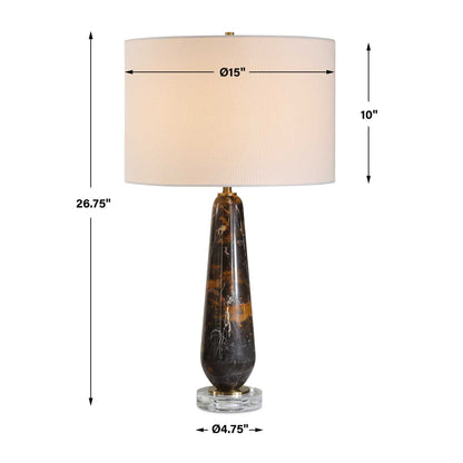 Dames - Dark Marble Table Lamp - Black / Brown