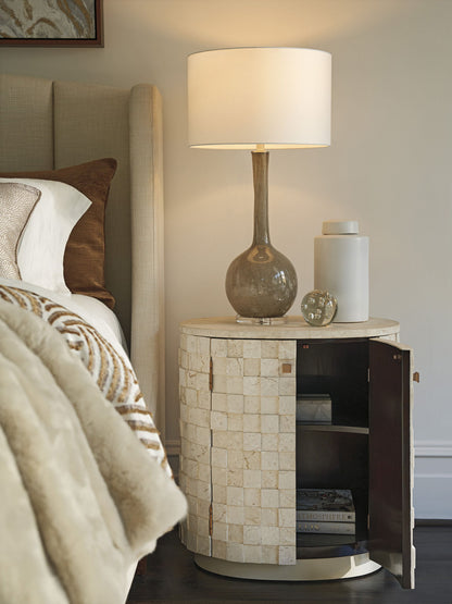 Rendezvous - Albion Stone Oval Nightstand - Beige